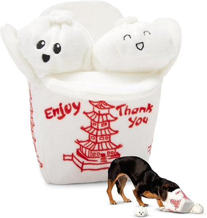 Barkbox Dog Toy 2 in 1 Interactive, Plush Exterior Material & Squeaker, Tearable Dog Toy with Squeaky Ball Inside, Ideal for Toy Destroyers - Andi's Dumpling, Small