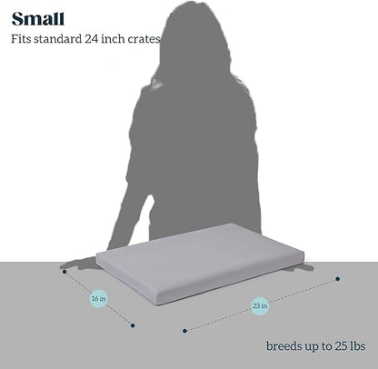 Cybarmour Chew Proof Dog Bed - Orthopedic Indestructible Dog Crate Pad - Outdoor Waterproof Kennel Mat for Aggressive Chewers - Small Breeds & Fits 24-Inch Crate - 23"x16", Limestone