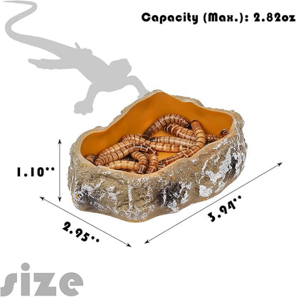 IBWell 4 Inch Reptile Food Dish Escape Proof Reptile Feeding Dish Resin Reptile Water Food Bowl for Bearded Dragon Chameleon Frog Snake Turtle Leopard Gecko