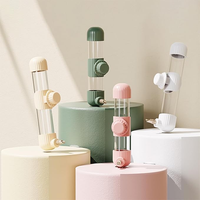 9.4 Fl Oz No Mess Bird Water Dispenser, Automatic Parrot Water Feeder with Spring Valve, Clear Cage Water Drinker for Parakeets Cockatiels Budgies Finch Lovebirds & Canary (Green, 7.4 fl oz (220ml))