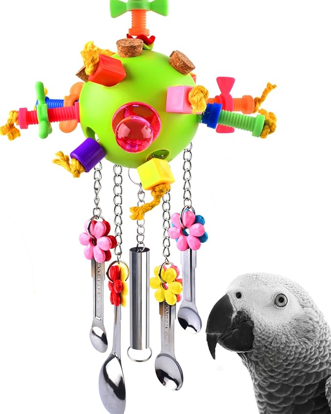 KATUMO Bird Toys, Parrot Pull Spoons Toys for Conure Cage Parakeet Cockatiel Quarker African Grey Mini Macaw Amazon Parrots Cockatoo Small to Medium Birds