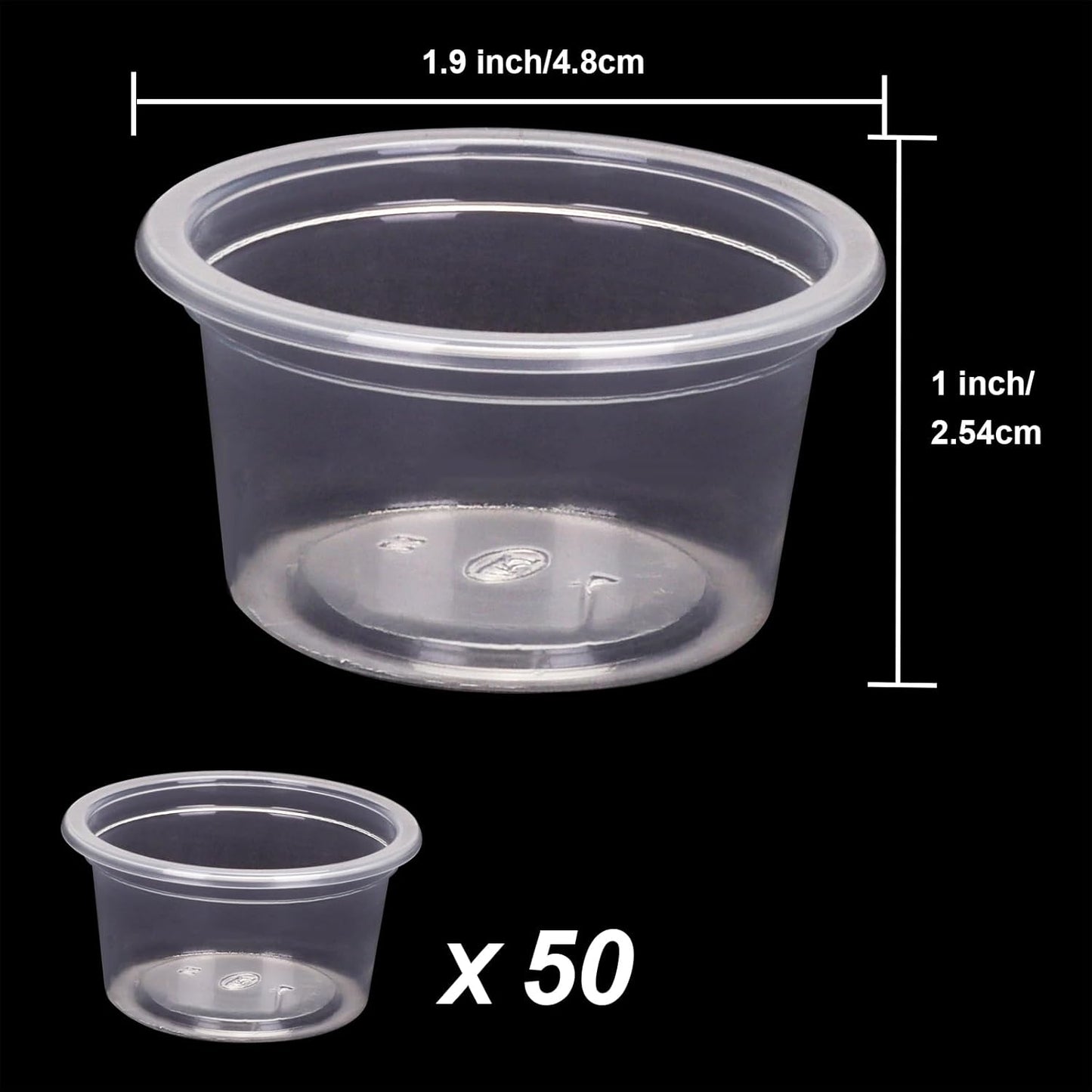 AIICIOO Gecko Feeder Ledge Cup 1oz Plastic Bowls 50 Pack Reptile Food Feeder Water Dish Ledge Accessories Bowls for Crested Gecko Lizards Chameleon Spiders Snake Frogs
