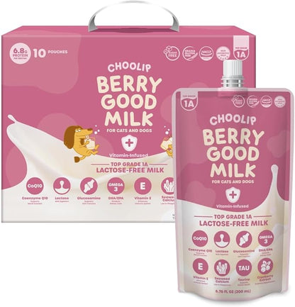 Choolip Berry Good Milk – Lactose-Free, Vitamin-Enriched Drink for Cats & Dogs | Supports Urinary Health, Digestion & Joints | Free from Grains, Gluten and Antibiotics