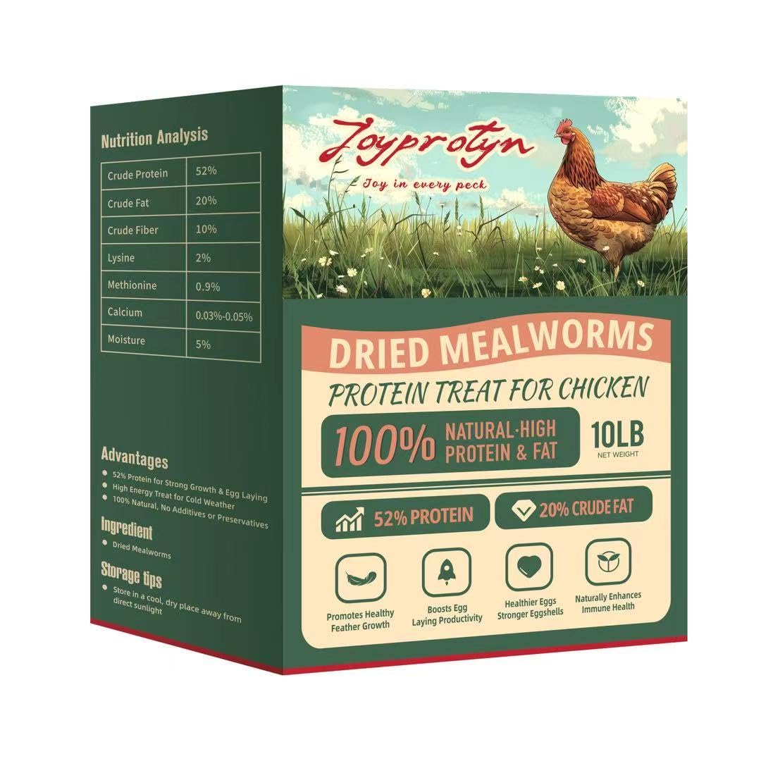 10LB Premium Non-GMO Dried Mealworms - High-Protein Natural Feed & Chicken Treats for Chickens, Ducks, Wild Birds, Quails & Reptiles - Support Egg Production & Feather Growth