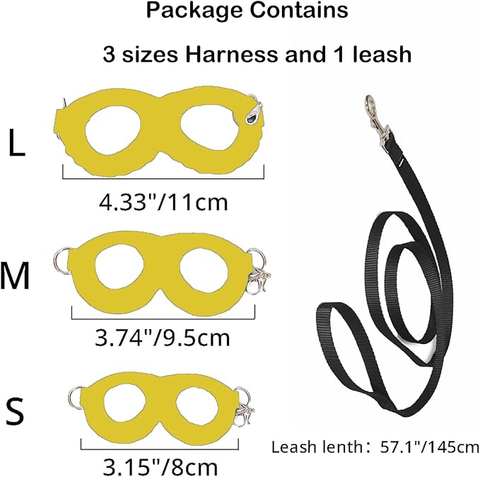 Meow&Woof 3 Pack Sugar Glider Harness and Leash Set Small Animal Training Walking Vest for Squirrel Hamster Rat Yellow
