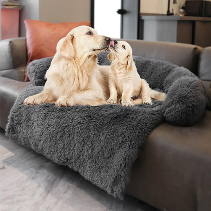 Calming Dogs/Cats Bed Mats, Dog Pad Washable Removable Couch Cover, Plush Long Fur Mat for Pets, Waterproof Lining, Perfect for Small, Medium and Large Dogs and Cats (Dark Gray, 41"x37")