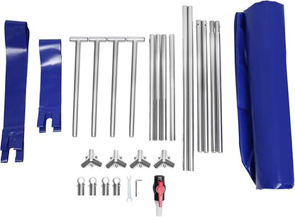 Canvas Fish Pond Foldable Above Ground Fish Aquarium Ornamental Swimming Pool Water Storage Tank Fish Water Tank with Drain Valve Koi Goldfish Tank Breeding Indoor Outdoors