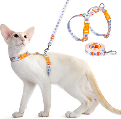 Dooradar Cat Harness and Leash, Escape Proof Adjustable Kitten Vest, Lightweight Soft Pet Straps, Easy Wearing for Small Medium Kitty Safe Walking Travel Control, White, S