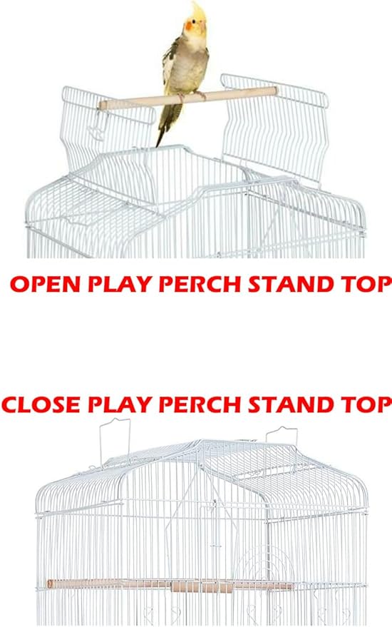 Large 36-Inch Portable Bird Flight Cage for Canary Parakeet Cockatiel Lovebird Finch Small Parrot Budgies Travel Bird Cage (White with Toy)