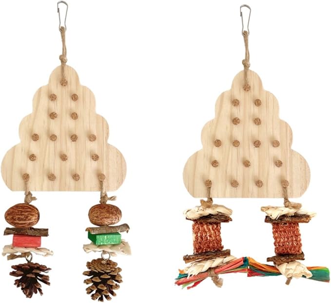 Parrot Chewing Stopper Toy, Wooden Biting Training and Foraging Bird Toys, Cork Treasure Hunt Games for Parakeets Conures Bird Intelligence and Emotions Random Color (A)