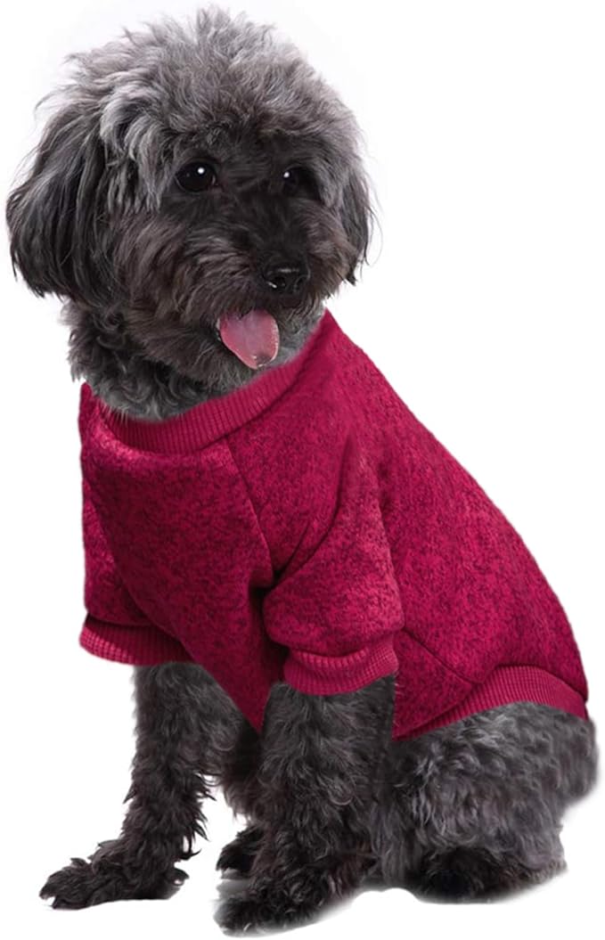Jecikelon Dog Clothes Dogs Sweater Soft Puppies Clothing Winter Puppy Sweaters Warm Outfit for Dogs Small XXS XS Cat Apparel (Wine red, S)