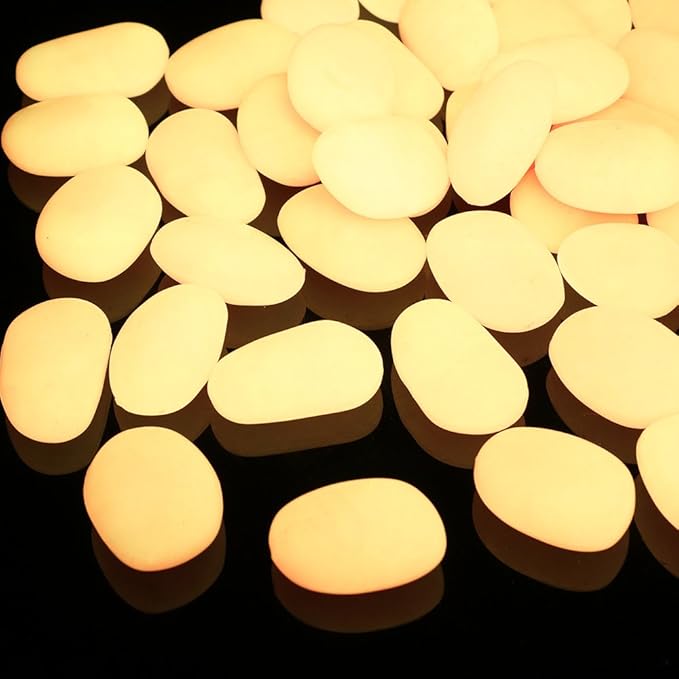 Shiny Stone Glow in The Dark Pebbles,Decorative Glow Stones,Fish Tank Aquarium Gravel,Glow Pebbles for DIY Garden Gifts Decoration(Big Size, 3-4cm, 400g/14.1oz) (Pink)