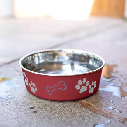 Loving Pets Bella Dog Bowls- Stainless Steel Dog & Cat Bowls - Spill Proof Dog Food Bowl, Cat Bowl, Puppy Essentials & Pet Supplies Great for Home & Travel (Medium 20-35 lbs, Merlot)