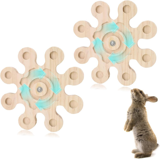 2Pcs Rotating Chinchilla Chew Toys, Natural Wood Hamster Chew Toys for Teeth with Rotating Snowflake Shape, Suitable for Chinchilla Cage and Other Rat Cage Accessories