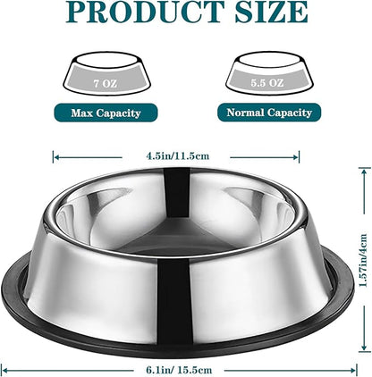 3Packs Cat-Bowls Cat Food Bowl - 4.5 Inch Non-Slip Stainless Steel Small Cats Wet Food Bowls 7 Oz Pet Feeding Bowl Whisker Fatigue Relief Cats Water Container for Kitten Puppy Small Dog
