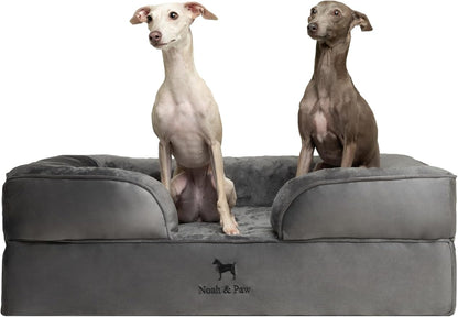 NOAH & PAW Large Dog Bed, 35x25x11 Inch, Orthopedic Dog Beds, Eggshell Memory Foam Infused with Cooling Gel, Inner Cover, Waterproof, Machine Washable (Velvet Sofa Collection)