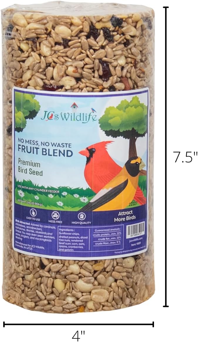 JCs Wildlife Wild Bird Blend Premium Bird Seed Large Cylinder with Hole, 3.75 lb (6 Cylinder)