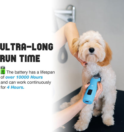 Professional Dog Clippers for Grooming - 2 Speed Pet Grooming Kit for Thick Curly Matted Coats - Low Noise Heavy Duty Cordless Hair Trimmer with Detachable Metal Blade for Animal/Pet/Horse