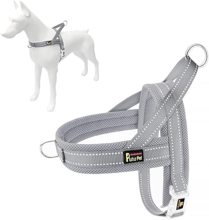 Plutus Pet No Pull Dog Harness with Breathable Mesh Padded, Adjustable Reflective Escape Proof Dog Harness, Quick Fit Dog Vest Harness for Small Medium Large Dogs(S, Gray)
