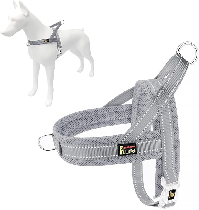 Plutus Pet No Pull Dog Harness with Breathable Mesh Padded, Adjustable Reflective Escape Proof Dog Harness, Quick Fit Dog Vest Harness for Small Medium Large Dogs(XS, Gray)