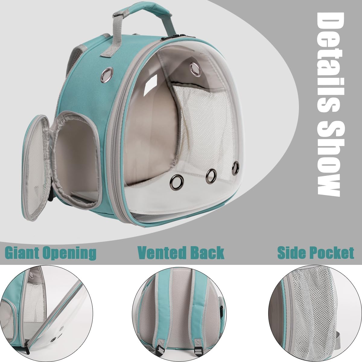 Small Bird Travel Backpack Carrier Cage, Backpack to Transport Backpack Carrier with Clamp Cups Stand Perch for Parakeet Cockatiel Budgies Vet Carry Book Bag Green