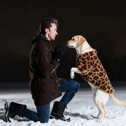 GreenJoy Leopard Print Dog Sweater – Stretchy Fleece Dog Turtleneck Sweatshirt for Puppies & Cats, Soft & Warm Pet Winter Clothes for Small, Medium & Large Dogs (Coffee Brown, Small)