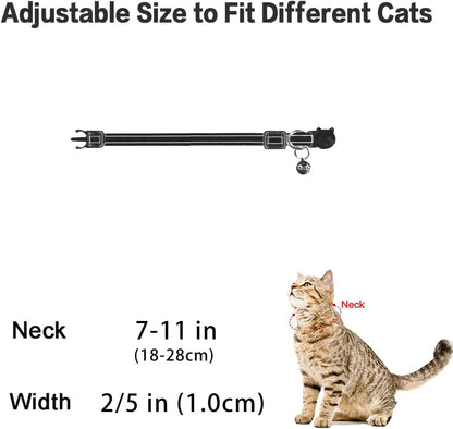 4 Pack Cotton Breakaway Cat Collars with Bell, Safety Adjustable Cat Collars Set,Ideal for Girl Cats Boy Cats (Cute Floral)