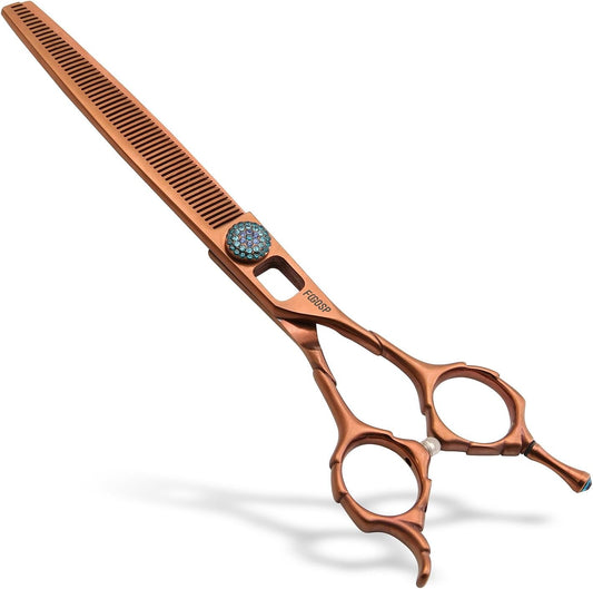 Thinning Shears for Dogs 52 Teeth 7'' Professional Blending Thinner Scissors for Small Dog Pet Sharp and Durable For Right Handed Groomers(7,Chocolate Thinner)