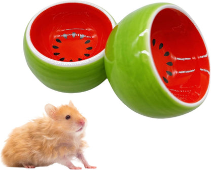 Hamiledyi Hamster Bowl Ceramic Food Water Feeding Dish Guinea Pig Water Rat Bowl for Gerbil Mouse Chinchilla Hedgehog Sugar Glider(2PCS)