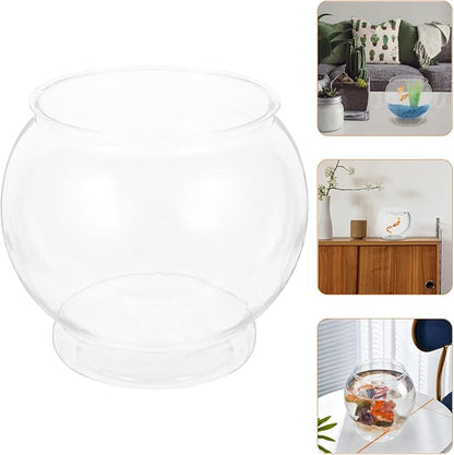 Balacoo Fish Bowl Plastic Transparent Round Fish Tank Desktop Small Aquarium Clear Bubble Bowl Goldfish Turtle Tank Hydroponic Planter Container
