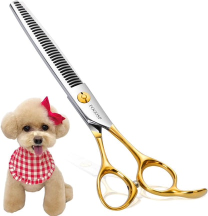 Dog Thinning Shears for Grooming 36 Teeth 6.5" Dog Blending Shears for Grooming Small Medium Dogs Professional Pet Thinners Blenders Scissors for Right Groomer(Blender, Gold)