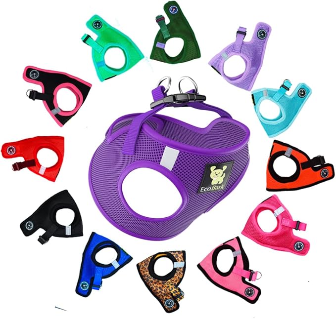 EcoBark Rapid Fastener Super Comfort Fully Adjustable Double Padded Step in Dog Harness (Large, Purple)