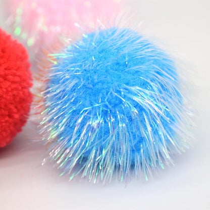 Cat Balls Toy, Cat Pom Pom Sparkle Fuzzy Balls Without Bells 14 Pcs