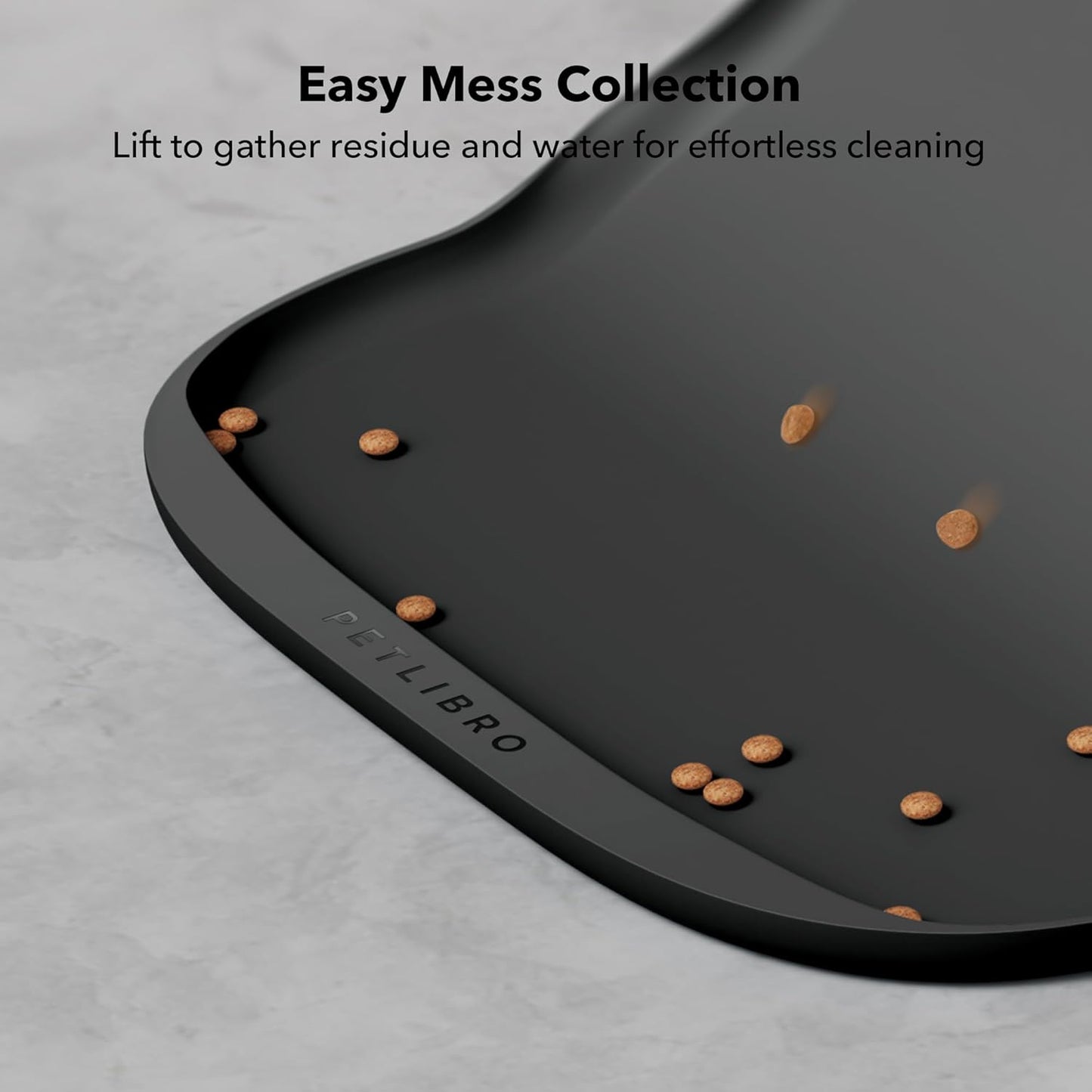 PETLIBRO Dog Food Mat, Silicone Non-Slip Waterproof Cat Food Mat for Feeder & Fountain & Bowl, Dog Bowl Mats with Raised Edge Spill Protection Floor, Extra Large Cove Feeding Mat for Pet 22''x16.5''