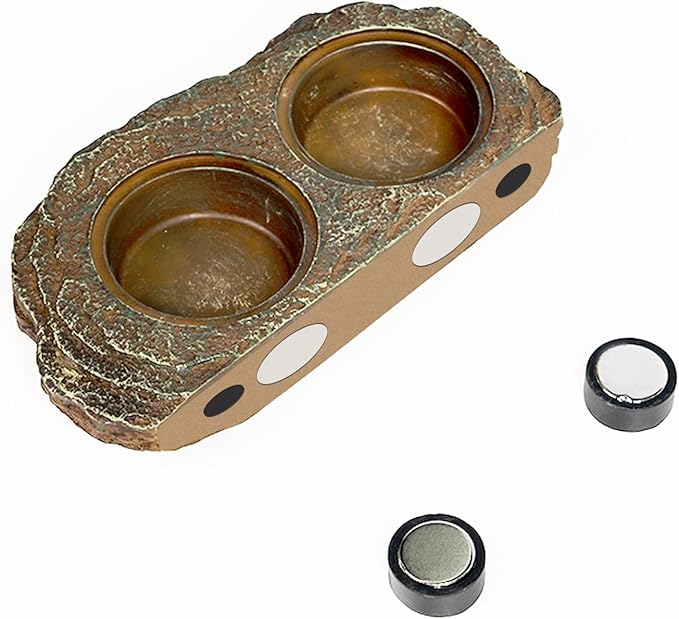 OIIBO Magnetic Reptile Feeder Ledge, Crested Gecko Feeding Ledge with 6PCS Food Cups Reptile Food Dish Water Bowl Tank Accessories for Bearded Dragon Chameleon Lizard Snake