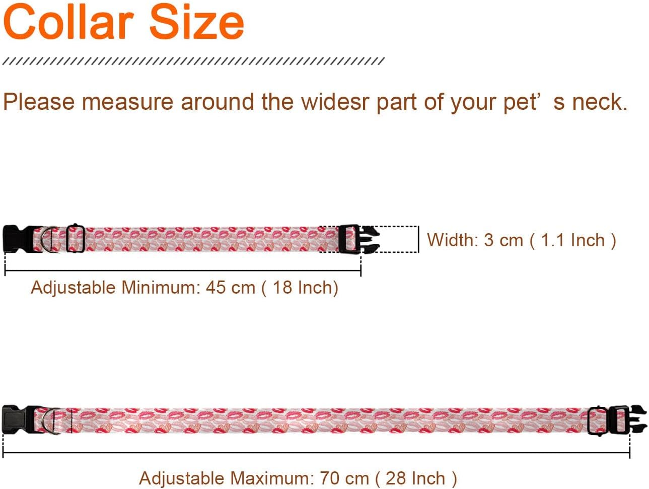Pink Red Lip Kiss Dog Collars Soft Adjustable Collar Strap for Small Medium Large Dogs Cats Pet