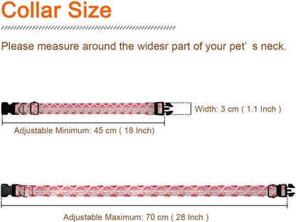 Pink Red Lip Kiss Dog Collars Soft Adjustable Collar Strap for Small Medium Large Dogs Cats Pet