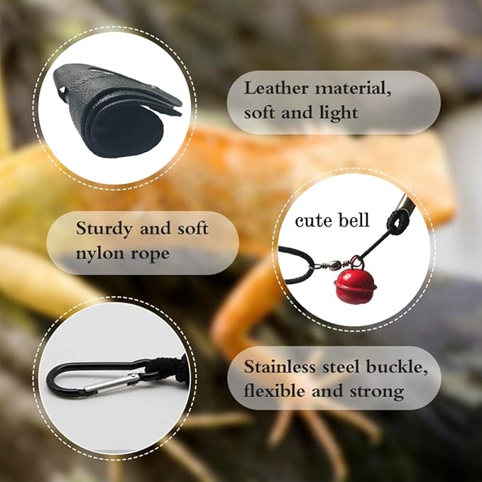3 Packs Bearded Dragon Harness and Leash Adjustable(S,M,L) - Soft Leather Reptile Lizard Leash for Amphibians and Other Small Pet Animals