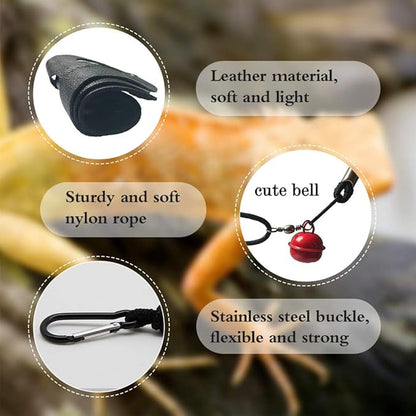 3 Packs Bearded Dragon Harness and Leash Adjustable(S,M,L) - Soft Leather Reptile Lizard Leash for Amphibians and Other Small Pet Animals