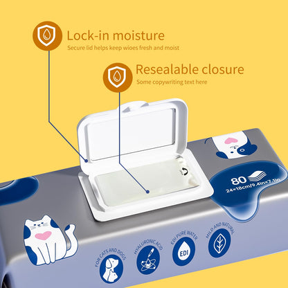 MIOSSZI 290 Pcs Pet Cleaning Deodorizing Wipes Kit for Dogs & Cats Daily Cleaning Paws, Face Tear Stain & Full Body & Sensitive Skin, Gentle & Unscented, Hypoallergenic Ingredients Pet Grooming Wipes