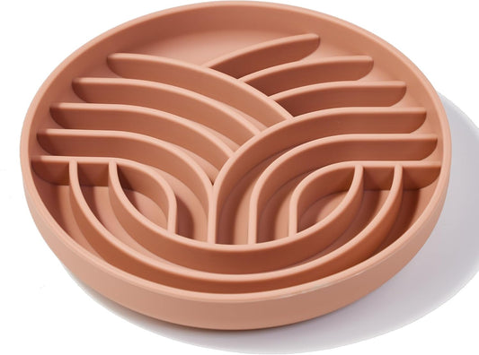 OHMO Slow Feeder Dog Bowls(Tree Life, Coral) Enrichment Soft Silicone Food Safe Feeding Bowl Non Slip Suction Cup for All Breed Pet, Cat Slow Down Eating Dishes, Boredom and Anxiety Reducer