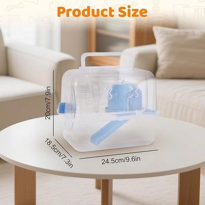 Portable Hamster Travel Carrier Cage,Outdoor Small Pets Breathable Cage,Multifunctional Guinea Pig Carrier with Water Bottles, Running Wheels, Ladders, Dodge Houses and Feeders (Orange, Style B)