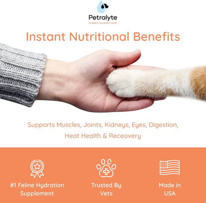 Petralyte Cat Hydration Electrolyte and Cat Joint Supplement | Hydration Support for Cats w/Glucosamine, Chondroitin, L-Glutamine, Taurine, Lysine & Prebiotics | for Tuna Lovers | 32 Packets