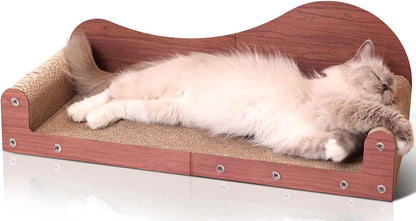 ComSaf 26.4" Large Cat Scratcher Bed, Cat Scratching Board, Durable Cardboard for Indoor Use, Extra Large Couch with Scratch Pad - Sofa Lounge