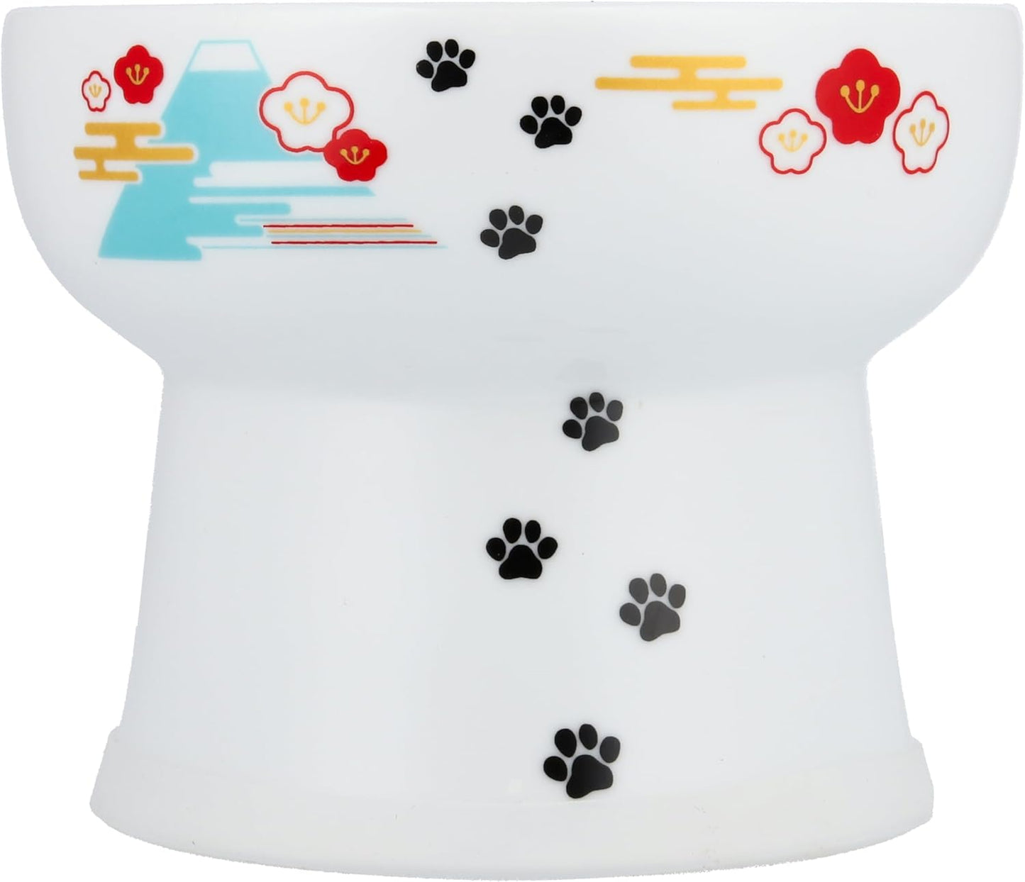 Necoichi Elevated Cat Water Bowl – Ceramic Raised Cat Bowl, Prevents Neck & Whisker Fatigue – Dishwasher & Microwave Safe – Pet Water Bowl for Cats (Fuji, Extra Tall)