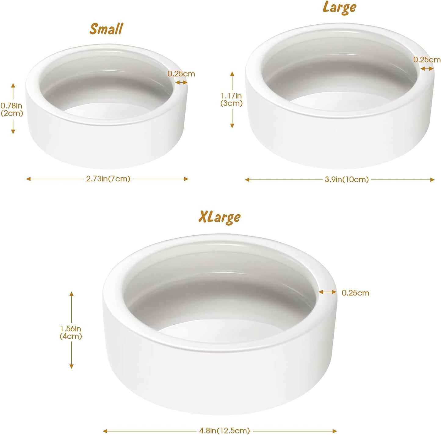 Reptile Food Dish Bowl, Worm Water Dish Small (2.75in) Lizard Gecko Ceramic Pet Bowl, Mealworms Bowls for Leopard Bearded Dragon Chameleon Hermit Crab Dubia Cricket Anti-Escape Superworm Feeder 2 Pack