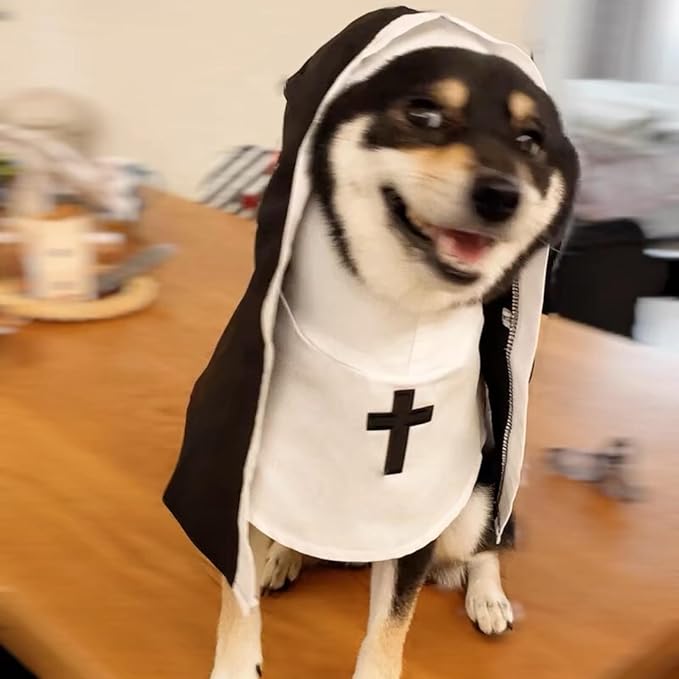 Cat/Dog Nun Costume Pet Clothing - Cute Funny Sister Habit Dress Outfit for Halloween Christmas Festival Cosplay Party (2XL)