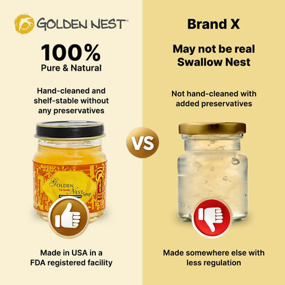 Golden Nest Premium Bird Nest Soup, Swallow Bird Nest 100% Natural - Made in USA, (燕窩) 6 bottles x 75ml (2.5 oz.) (1 box = 6 bottles x 75ml, Ginseng)