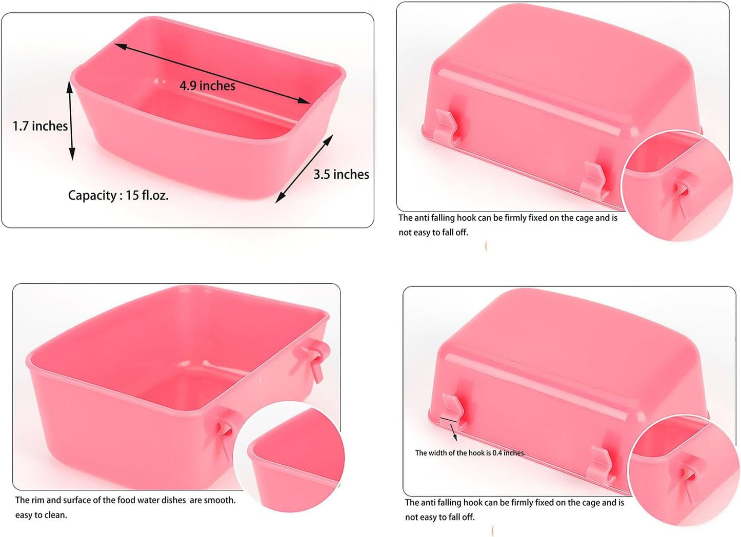 Hay Feeder for Rabbit Guinea Pig Chinchilla Small Animal Bunny Hanging Feeder for Cage Heavy Duty Metal Rack Timothy Veggie Holder (hay feeder*1 + food water cage cup *4 + Pet Teeth Grinding Stone*1)