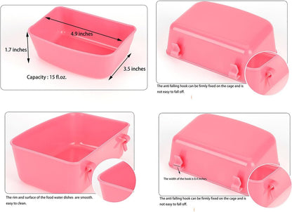 Hay Feeder for Rabbit Guinea Pig Chinchilla Small Animal Bunny Hanging Feeder for Cage Heavy Duty Metal Rack Timothy Veggie Holder (hay feeder*1 + food water cage cup *4 + Pet Teeth Grinding Stone*1)